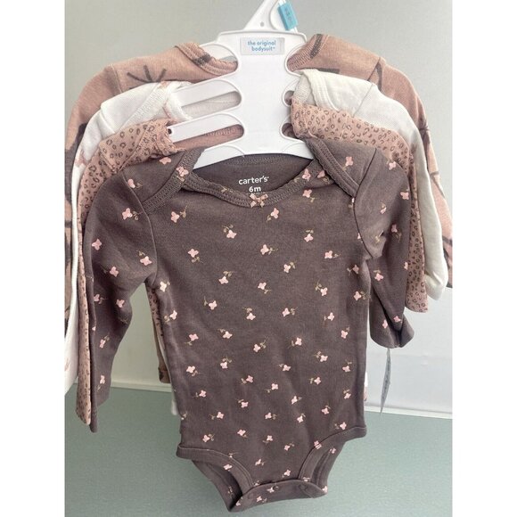 CARTER'S BABY GIRL 4-PACK HORSE & FLOWERS 100% COTTON BODYSUITS SIZE 6 MONTHS - Picture 9 of 9
